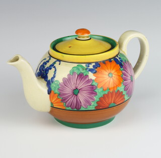 A Clarice Cliff Bizarre Gayday pattern breakfast teapot 10cm  