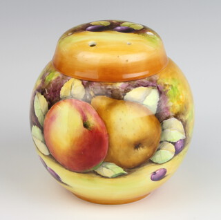 A Francesca China pot pourri vase and cover decorated with fruits by F R Ball 1977 12cm 