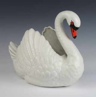 A Dartmouth ceramic jardiniere in the form of a swan 32cm 