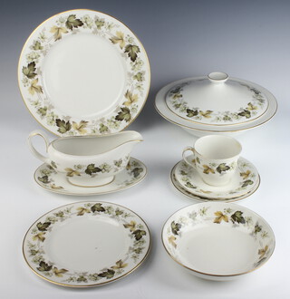 A Royal Doulton Larchmont part tea and dinner service comprising 8 tea cups, 5 saucers, 8 small plates, 9 medium plates, 7 dinner plates, 6 dessert bowls, milk jug, sauce boat and stand, 2 tureens and covers 