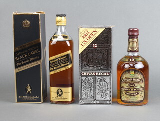 A 75cl bottle of Chivas Regal blended scotch whisky and a 75cl bottle of Johnnie Walker Black Label whisky 