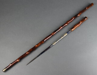 A 19th Century sword stick with 35cm blade contained in a briar stick 