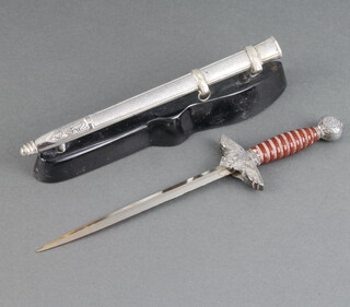 An Alcoso German paper knife in the form of a Luftwaffe officers dagger, the 14cm blade marked Alcoso AC, complete with steel scabbard   