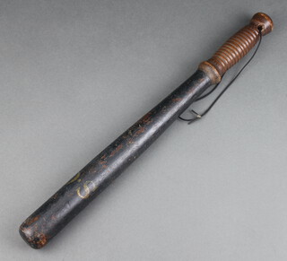 A 19th Century turned and painted Special Constables truncheon 45cm 