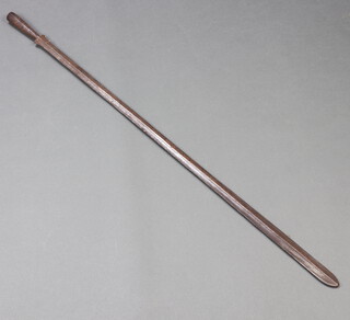 A large African double bladed spear 92cm x 3cm 