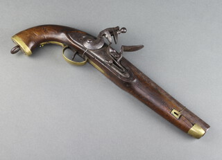 An 18th Century flintlock pistol with 23cm barrel, the lock bearing illegible mark 