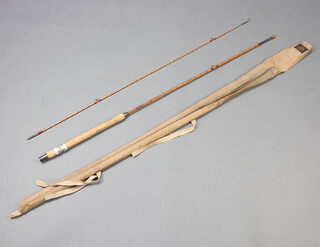 A J.B. Walker of Newcastle Spintex 7' split cane fly fishing rod with agate eyes in original maker's bag 