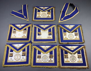 Seven Masonic Provincial Grand Officers full dress aprons together with 2 collars  