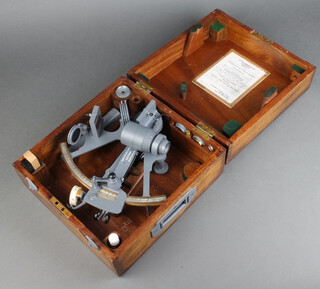 Henry Hughes London, a grey painted sextant complete with S.I.R.S navigation certificate of examination dated 14/5/91, cased 