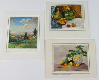 Winston S Churchill, six Hallmark printed greetings cards to David Insted some with secretarial signatures "With Christmas Wishes From Sir Winston and Lady Churchill", "With Christmas thoughts and wishes from Sir Winston and Lady Churchill", "With Christmas thoughts and best wishes, Winston and Clementine Churchill" etc,  all cards depicting Churchill's artwork (together with a copy of a press cutting relating to David Insted, forty years service to the Royal Mail, postman to Chartwell from the late 1940's until the mid 1960's)