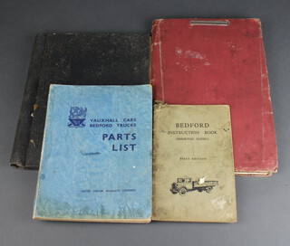 A repair manual for a 1938-1950 Citroen front and rear wheel drive 12 and 15 model, a parts list for a Vauxhall Bedford truck, instructions for a Bedford 3 Ton lorry and 1 other workshop manual 