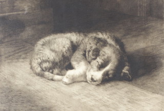 Herbert Thomas Dicksee (1862-1942), etching signed in pencil "His First Night From Home" 23cm x 31cm 