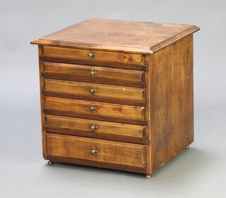A Victorian mahogany 6 drawer collectors cabinet with brass handles, 42cm h x 43cm w x 41cm d 