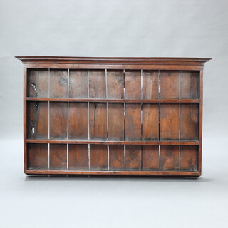 An 18th/19th Century oak plate rack with moulded cornice, fitted 3 shelves 108cm h x 169cm w x 22cm d 