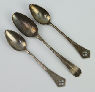 A Georgian silver coffee spoon and 2 Continental white metal spoons 23 grams 