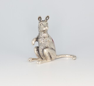 A novelty Sterling silver pin cushion in the form of a kangaroo 4cm, gross weight 22.2 grams  