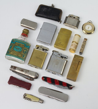 A vintage Dunhill gas cigarette lighter and minor lighters