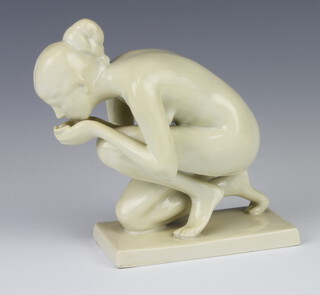 A Rosenthal Art Deco figure of a crouching naked lady no.752/0 signed Ernst Wenck 16cm 
