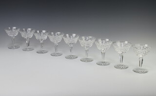 A set of 9 Waterford Crystal Tyrone pattern small cocktail glasses, 10cm   
