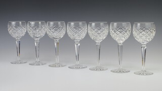 Eight Waterford Crystal Tyrone pattern hock wine glasses 19cm 