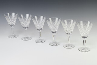 A set of six Waterford Crystal Tyrone pattern tapered wine glasses 18cm 
