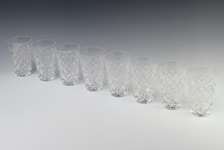 A set of 8 Waterford Crystal Tyrone pattern highball glasses 13cm 
