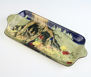 A Royal Doulton sandwich tray decorated with gnomes amongst toadstools at the foot of a tree 34cm 
