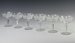 Six Waterford Crystal Tyrone pattern champagne coupes 12cm 