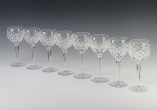 A set of 8 Waterford Crystal Tyrone pattern hock glasses 19cm 