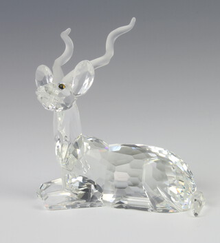 A Swarovski Crystal Collectors Society figure of a reclining Kudu 10cm boxed