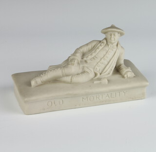 A Parian reclining figure - Old Mortality 13cm 