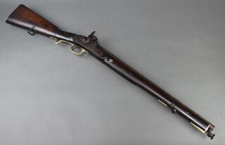 Garden of London, a 19th Century percussion cavalry carbine with 54cm barrel marked Garden 20 Piccadilly London, the lock plate marked 12th Bengal Irregular Cavalry, with walnut stock and original sweat wrap and stirrup ramrod 93cm overall 