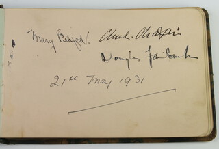 An album of autographs including Mary Pickford, Charlie Chaplin, Douglas Fairbanks, Harry Day, William Lloyd George and others 