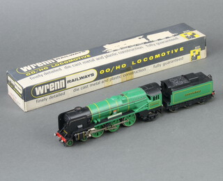 A boxed OO gauge Wrenn Railways locomotive and tender. Model W2237 4-6-2 West Country Southern "Lyme Regis" in malachite green.