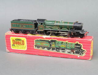 A boxed Hornby Dublo locootive and tender, model 2221 "Cardiff Castle" in BR greem