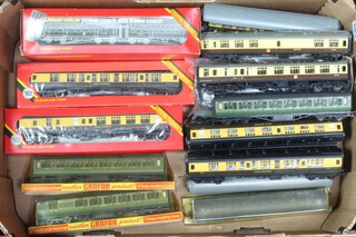A Hornby OO gauge diesel railcar power coach and trailer coach no.R157 boxed together with various boxed and other coaches