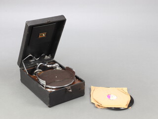 An HMV model no.102C manual gramophone complete with handle, serial no. 457945 