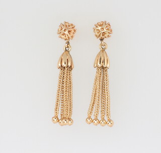 A pair of 14ct yellow gold tassel earrings 3.8 grams  