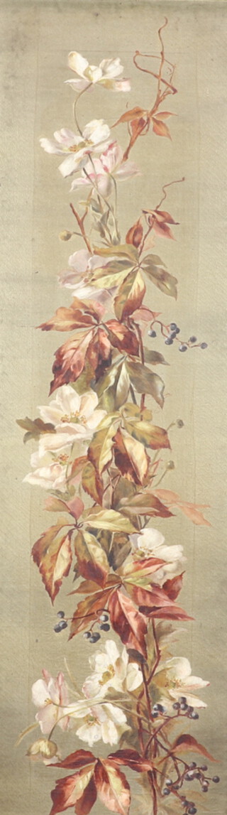Victorian oil on canvas unsigned, botanical study 105cm x 32cm 