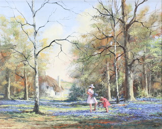 Allen King 1988, oil on canvas signed "Bluebell Time at Winslade North Devon" with signed certificate 39cm x 49cm 