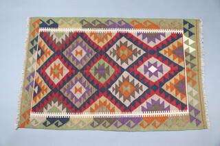 A red, brown and green ground Maimana Kilim rug 150cm x 100cm 