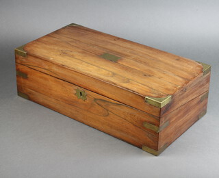 A Victorian bleached rosewood and brass banded writing slope with hinged lid 26cm h x 50cm w x 26cm d  