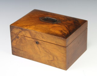 A Victorian walnut trinket box with hinged lid and fitted interior 15cm h x 27cm w x 20cm d 