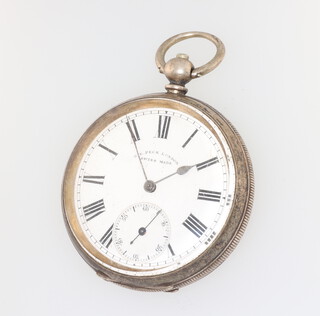 A Continental 935 silver cased keywind pocket watch with seconds at 6 o'clock, contained in a 50mm case (currently not working) 