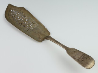 A Victorian silver fish slice with engraved monogram London 1843, 172 grams 