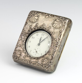 An Victorian repousse silver cased watch holder Birmingham 1900 5.5cm x 7cm 