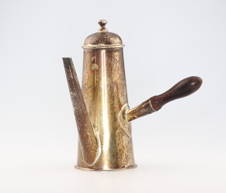 A Victorian novelty silver miniature coffee pot with turned wood handle, Chester 1896, 7cm 