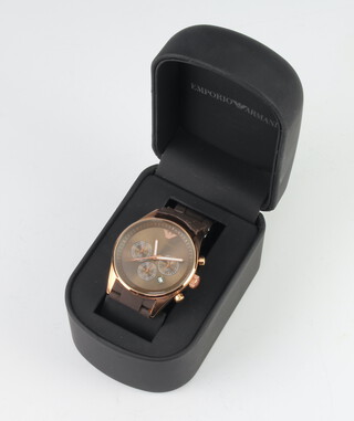 A gentleman's Emporio Armani wristwatch, cased 