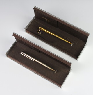 A Dupont 925 ballpoint pen cased, a gold plated ditto cased 