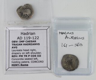A Hadrian denarius, an Aurelius ditto  